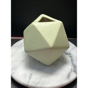 Mid-Century Modern Chartreuse Green CB2 Modern Mod Ceramic Hex Vase Matte READ